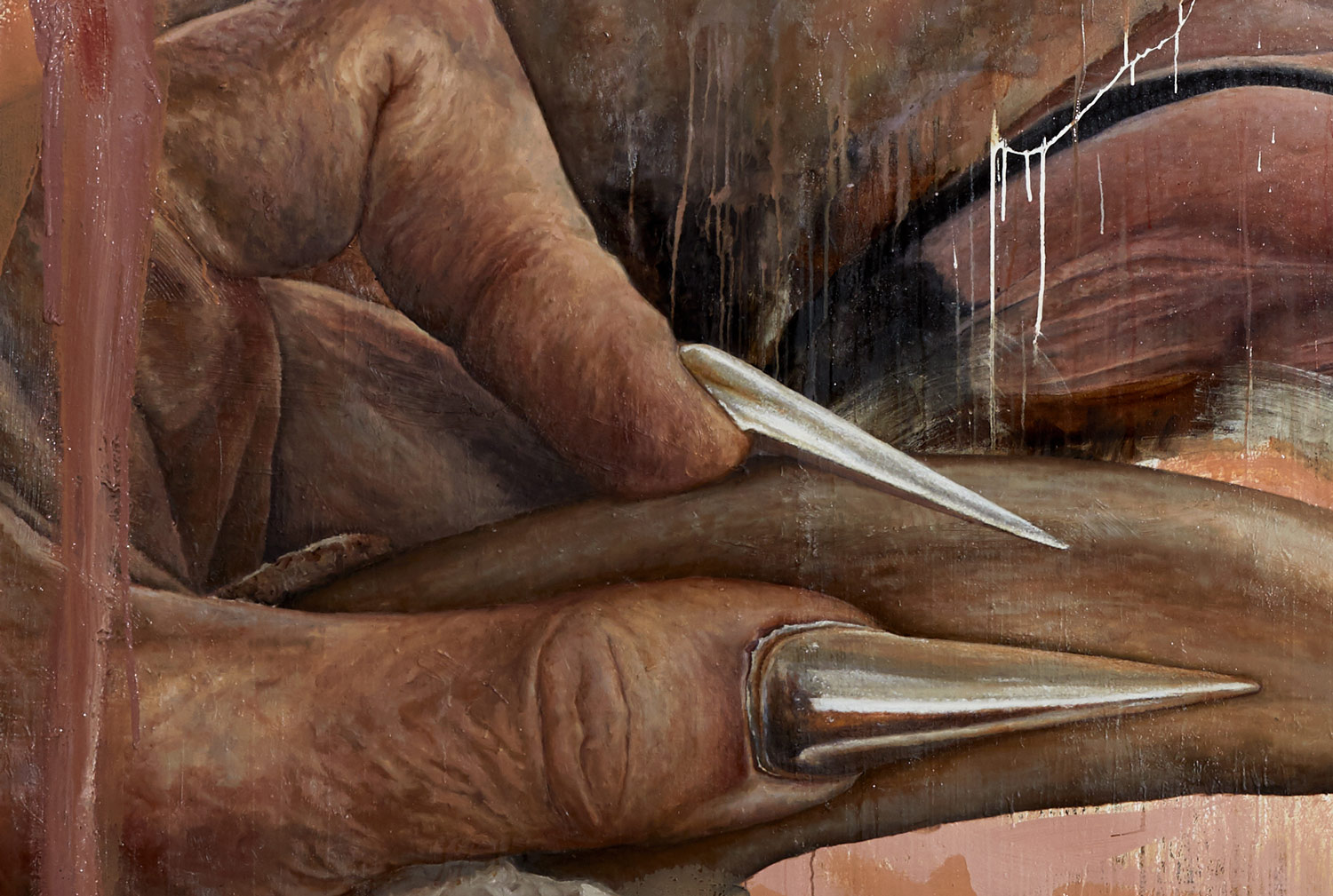 Detailansicht . Laura Link . Badass Nails . 2018 . Öl und Lack auf Leinwand . 300 x 400 cm . Foto: Thomas Lorenz
